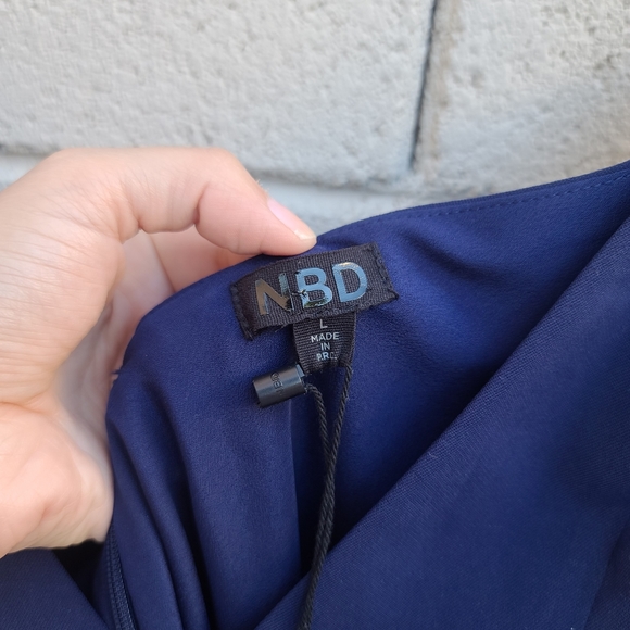 NBD | Shine On Double Strap Slit Dress in Navy NEW Size Large - Picture 7 of 12